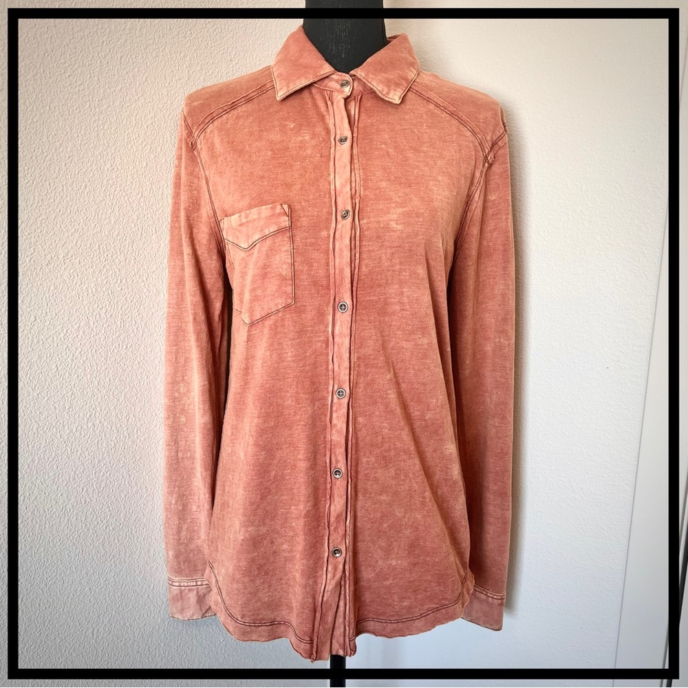 Gilded Intent Soft Marbled Button Down Shirt - image 1